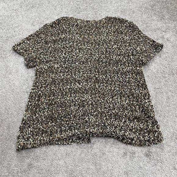 Alfred Dunner Cardigan Popcorn Sweater Womens Medium Brown Short Sleeve Casual - Picture 2 of 9